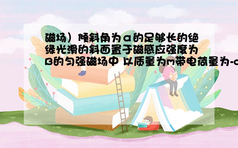 磁场）倾斜角为α的足够长的绝缘光滑的斜面置于磁感应强度为B的匀强磁场中 以质量为m带电荷量为-q的小滑块自斜面的顶端由静止释放分析洛伦兹力的变化特点求小物块在斜面上滑行经多长