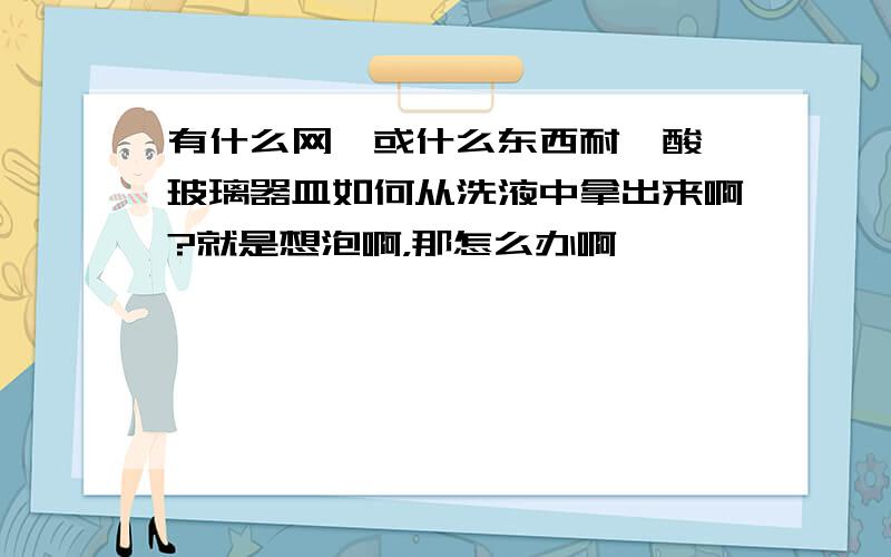 有什么网,或什么东西耐铬酸,玻璃器皿如何从洗液中拿出来啊?就是想泡啊，那怎么办啊