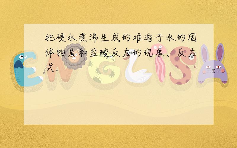 把硬水煮沸生成的难溶于水的固体物质和盐酸反应的现象、反应式.