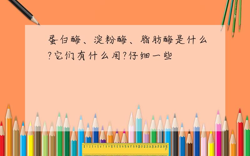 蛋白酶、淀粉酶、脂肪酶是什么?它们有什么用?仔细一些