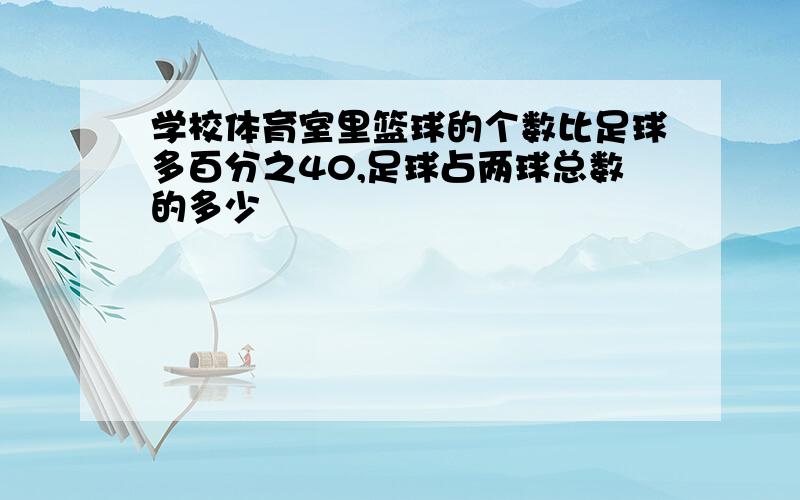 学校体育室里篮球的个数比足球多百分之40,足球占两球总数的多少