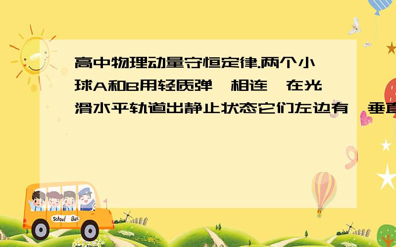 高中物理动量守恒定律.两个小球A和B用轻质弹簧相连,在光滑水平轨道出静止状态它们左边有一垂直轨道的固定挡板P,右边有一小球C沿轨道以速度V0射向B球,C与B发生碰撞并立即结合成整体D,在