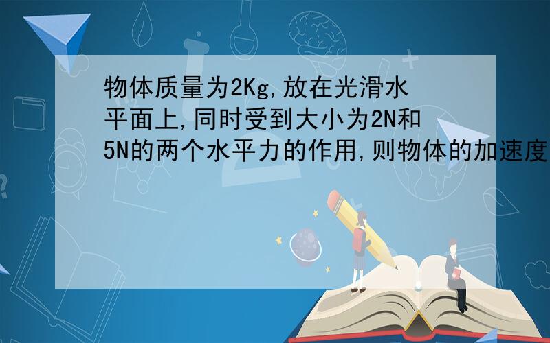 物体质量为2Kg,放在光滑水平面上,同时受到大小为2N和5N的两个水平力的作用,则物体的加速度可能为A.0 B.2m/s2 C.4m/s2 D.5m/s2