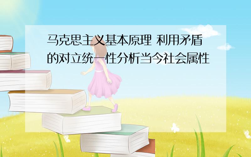 马克思主义基本原理 利用矛盾的对立统一性分析当今社会属性