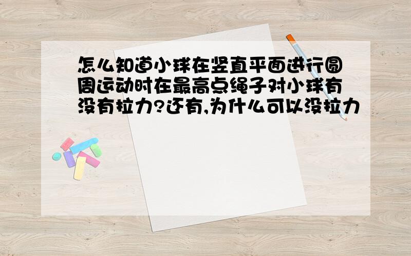 怎么知道小球在竖直平面进行圆周运动时在最高点绳子对小球有没有拉力?还有,为什么可以没拉力