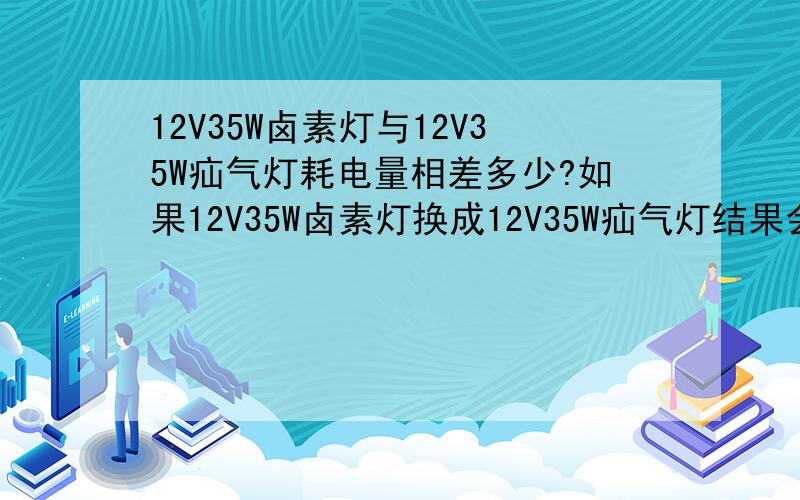 12V35W卤素灯与12V35W疝气灯耗电量相差多少?如果12V35W卤素灯换成12V35W疝气灯结果会怎样,可不可以不加安定?为什么要加安定?