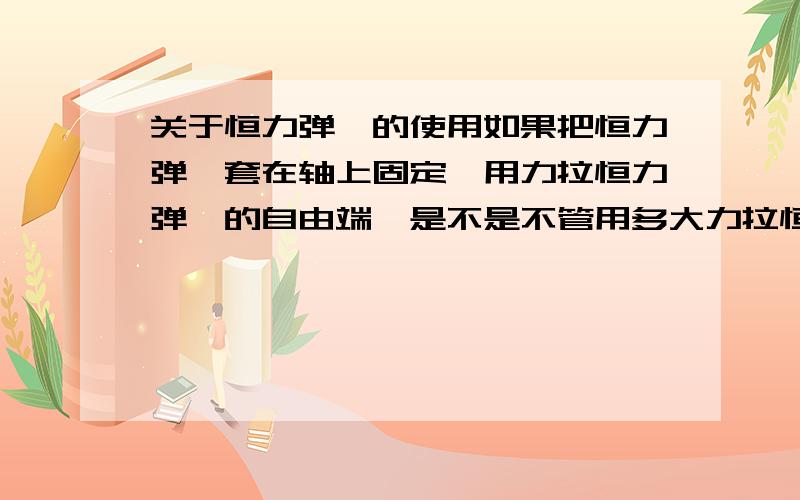 关于恒力弹簧的使用如果把恒力弹簧套在轴上固定,用力拉恒力弹簧的自由端,是不是不管用多大力拉恒力弹簧,轴收到恒力弹簧的扭力是一定的?示意图如图,红色为轴,绿色为恒力弹簧,蓝色通过