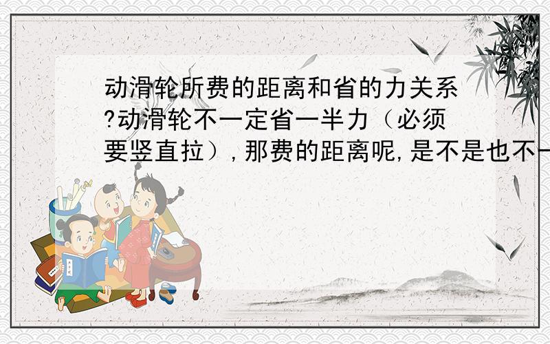 动滑轮所费的距离和省的力关系?动滑轮不一定省一半力（必须要竖直拉）,那费的距离呢,是不是也不一定是1倍,两个有什么关系?（不要用实验,也不要提功）