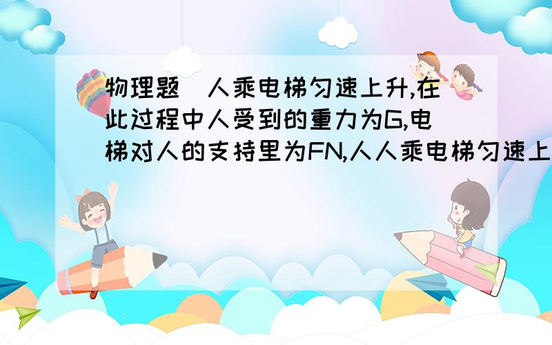 物理题)人乘电梯匀速上升,在此过程中人受到的重力为G,电梯对人的支持里为FN,人人乘电梯匀速上升,在此过程中人受到的重力为G,电梯对人的支持里为FN,人对电梯的压力为FN',则 ()A.G 和 FN 是一