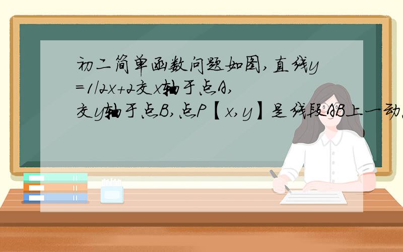 初二简单函数问题如图,直线y=1/2x+2交x轴于点A,交y轴于点B,点P【x,y】是线段AB上一动点【与A,B不重合】 △PAO的面积为S,求S与b的函数关系式.、http://image.baidu.com/i?ct=503316480&z=0&tn=baiduimagedetail&word=