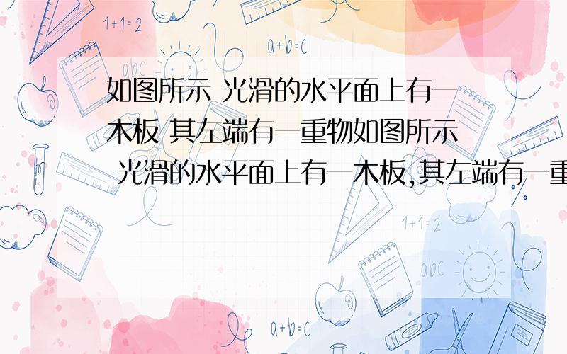 如图所示 光滑的水平面上有一木板 其左端有一重物如图所示 光滑的水平面上有一木板,其左端有一重物,右方有一竖直的墙.重物质量喂木板质量的2倍,重物与木板间的动摩擦因数为u.使木板与