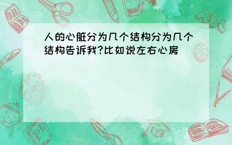 人的心脏分为几个结构分为几个结构告诉我?比如说左右心房