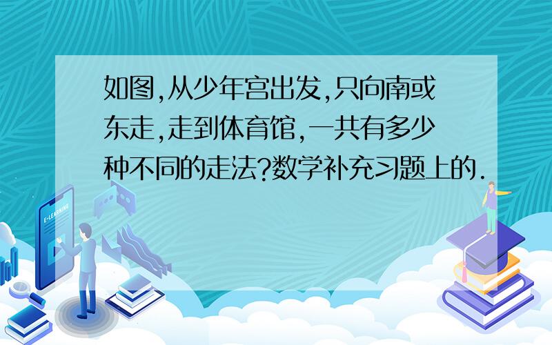 如图,从少年宫出发,只向南或东走,走到体育馆,一共有多少种不同的走法?数学补充习题上的.