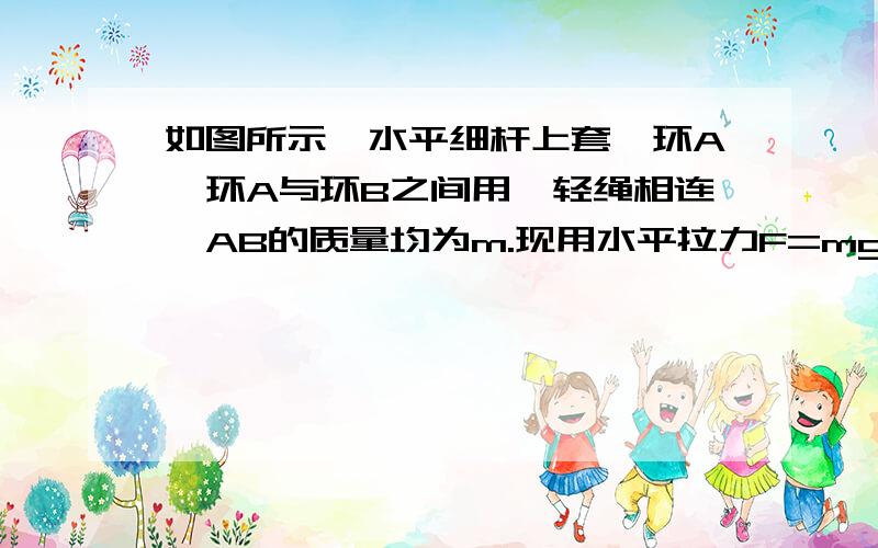 如图所示,水平细杆上套一环A,环A与环B之间用一轻绳相连,AB的质量均为m.现用水平拉力F=mg