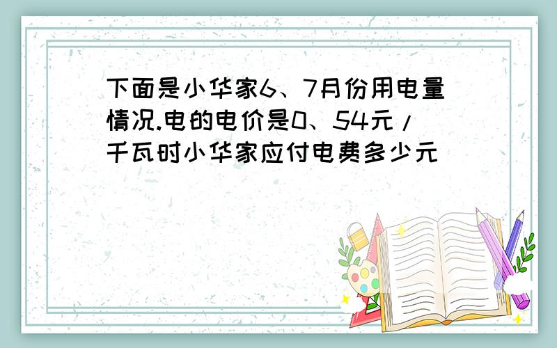 下面是小华家6、7月份用电量情况.电的电价是0、54元/千瓦时小华家应付电费多少元