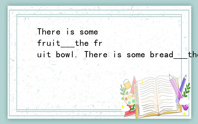 There is some fruit___the fruit bowl. There is some bread___the plate.