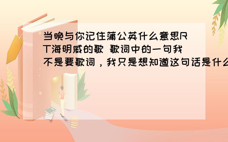 当晚与你记住蒲公英什么意思RT海明威的歌 歌词中的一句我不是要歌词，我只是想知道这句话是什么意思