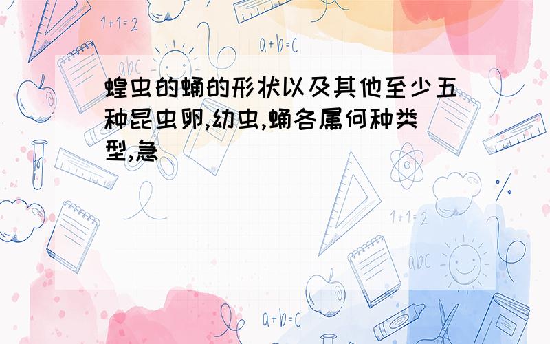 蝗虫的蛹的形状以及其他至少五种昆虫卵,幼虫,蛹各属何种类型,急