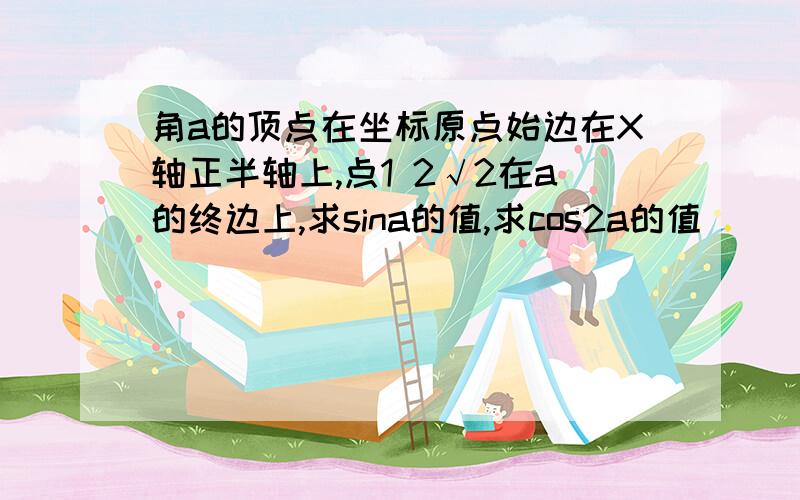 角a的顶点在坐标原点始边在X轴正半轴上,点1 2√2在a的终边上,求sina的值,求cos2a的值