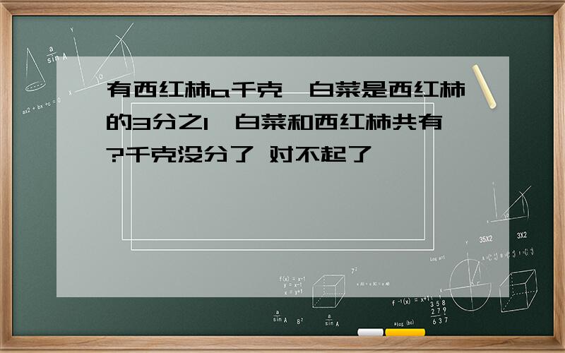 有西红柿a千克,白菜是西红柿的3分之1,白菜和西红柿共有?千克没分了 对不起了