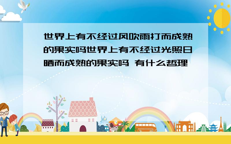 世界上有不经过风吹雨打而成熟的果实吗世界上有不经过光照日晒而成熟的果实吗 有什么哲理