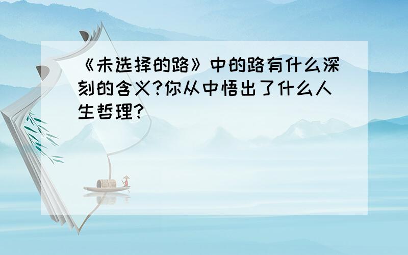 《未选择的路》中的路有什么深刻的含义?你从中悟出了什么人生哲理?