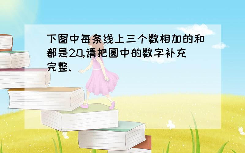 下图中每条线上三个数相加的和都是20,请把圆中的数字补充完整.