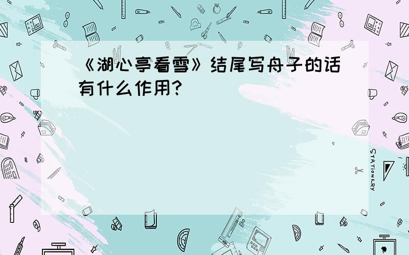 《湖心亭看雪》结尾写舟子的话有什么作用?