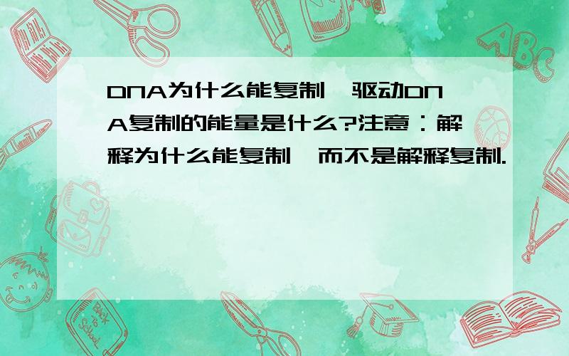 DNA为什么能复制,驱动DNA复制的能量是什么?注意：解释为什么能复制,而不是解释复制.