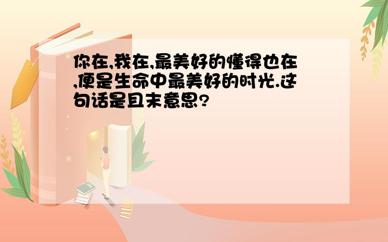 你在,我在,最美好的懂得也在,便是生命中最美好的时光.这句话是且末意思?