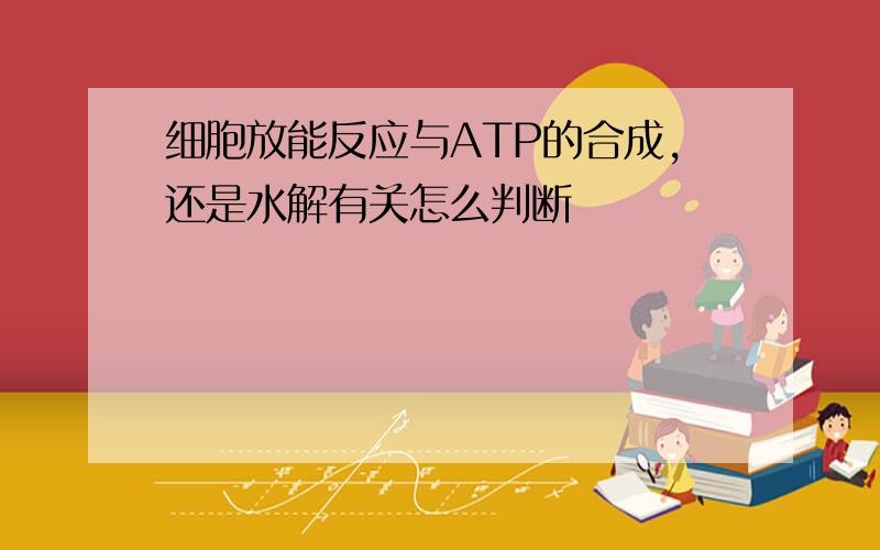 细胞放能反应与ATP的合成,还是水解有关怎么判断