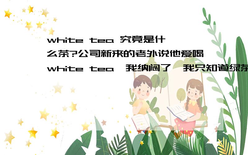 white tea 究竟是什么茶?公司新来的老外说他爱喝white tea,我纳闷了,我只知道绿茶、红茶和黑茶.他却只知道“green tea,black tea and white tea”.我想知道他说的