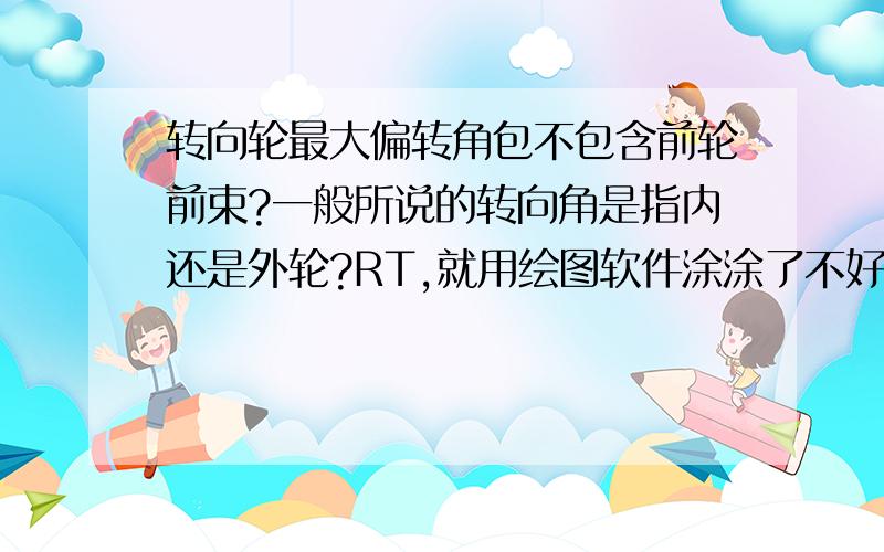 转向轮最大偏转角包不包含前轮前束?一般所说的转向角是指内还是外轮?RT,就用绘图软件涂涂了不好看别见怪哈!转向轮最大偏转角到底是图中的β还是α+β?