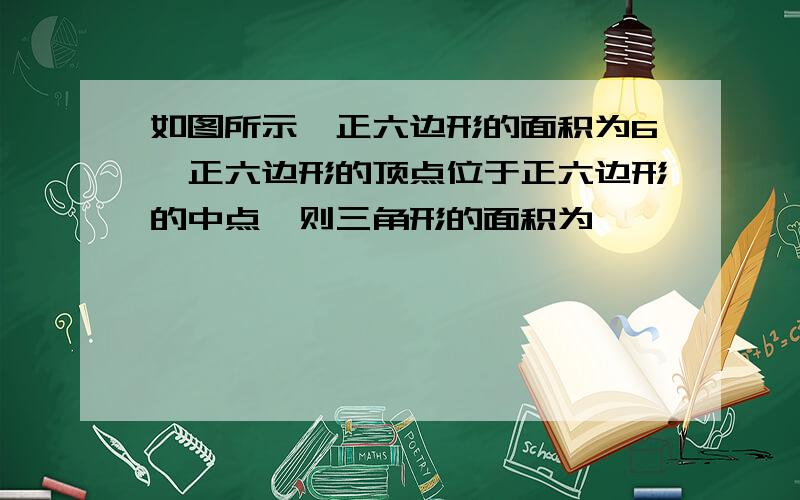 如图所示,正六边形的面积为6,正六边形的顶点位于正六边形的中点,则三角形的面积为