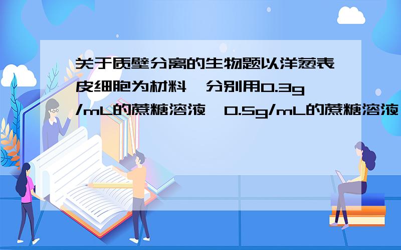 关于质壁分离的生物题以洋葱表皮细胞为材料,分别用0.3g/mL的蔗糖溶液、0.5g/mL的蔗糖溶液、0.3g/mL的尿素溶液及清水加以处理.m时开始用四种溶液分别处理洋葱表皮细胞；n时再一次用清水处理