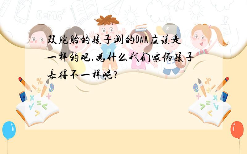 双胞胎的孩子测的DNA应该是一样的吧,为什么我们家俩孩子长得不一样呢?