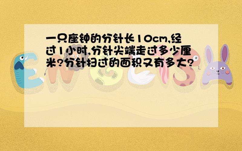 一只座钟的分针长10cm,经过1小时,分针尖端走过多少厘米?分针扫过的面积又有多大?