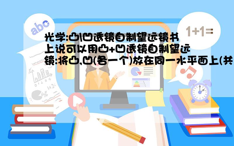 光学:凸\凹透镜自制望远镜书上说可以用凸+凹透镜自制望远镜:将凸,凹(各一个)放在同一水平面上(共线),调节两镜之间距离,就可以通过两个看到远处物体(即自制成望远镜).此中的原理是虾米(