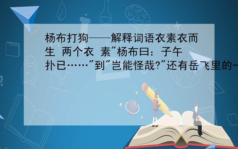 杨布打狗——解释词语衣素衣而生 两个衣 素