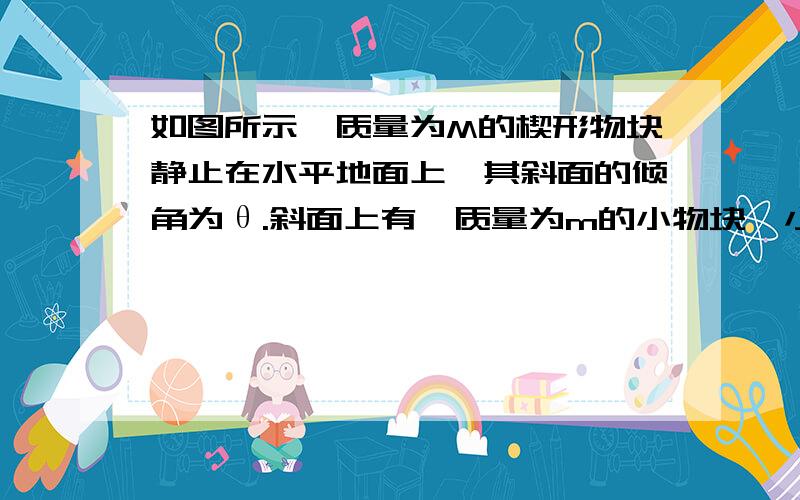 如图所示,质量为M的楔形物块静止在水平地面上,其斜面的倾角为θ.斜面上有一质量为m的小物块,小物块与斜面之间存在摩擦．用恒力F沿斜面向上拉小物块,使之匀速上滑．在小物块运动的过程