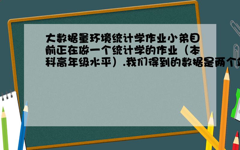 大数据量环境统计学作业小弟目前正在做一个统计学的作业（本科高年级水平）.我们得到的数据是两个站点从99年到09年每个小时的二氧化硫和可吸入颗粒物的平均浓度.数据非常庞大,不知如