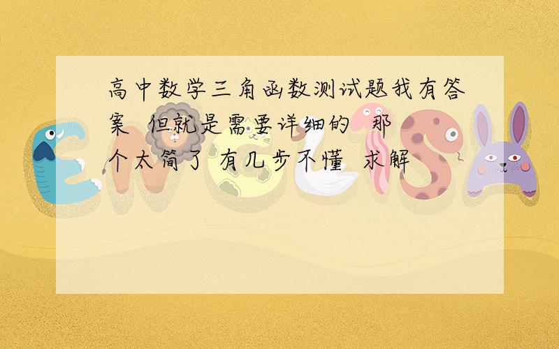 高中数学三角函数测试题我有答案  但就是需要详细的  那个太简了 有几步不懂  求解