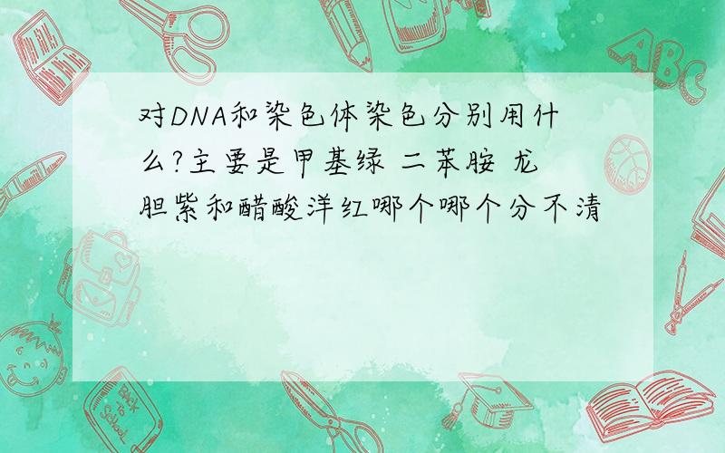 对DNA和染色体染色分别用什么?主要是甲基绿 二苯胺 龙胆紫和醋酸洋红哪个哪个分不清