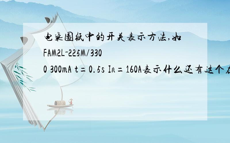 电气图纸中的开关表示方法,如FAM2L-225M/3300 300mA t=0.5s In=160A表示什么还有这个在哪里可以查到,或者有没有规范和图集什么的.有没有图集或者规范呢,