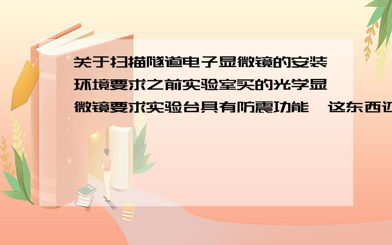 关于扫描隧道电子显微镜的安装环境要求之前实验室买的光学显微镜要求实验台具有防震功能,这东西还基本是进口的,最后花了不少钱从日本买了个实验台.现在要添置扫描隧道显微镜,请问用