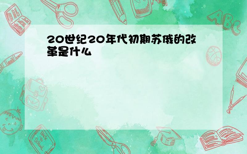 20世纪20年代初期苏俄的改革是什么