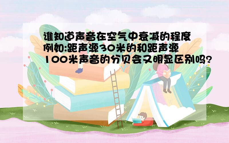 谁知道声音在空气中衰减的程度例如:距声源30米的和距声源100米声音的分贝会又明显区别吗?