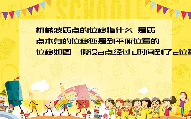 机械波质点的位移指什么 是质点本身的位移还是到平衡位置的位移如图,假设d点经过t时间到了c位置（y轴位置,x轴不变）,那质点d的位移是矢量Yc还是矢量dc