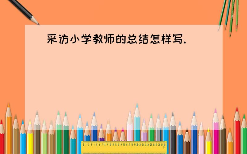 采访小学教师的总结怎样写.