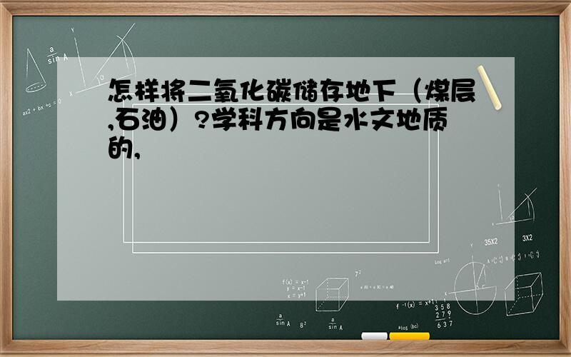 怎样将二氧化碳储存地下（煤层,石油）?学科方向是水文地质的,